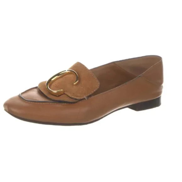 Used Chloe Leather Studded Accents Loafers Women's Size: 7 | IT 37 - Picture 2 of 5